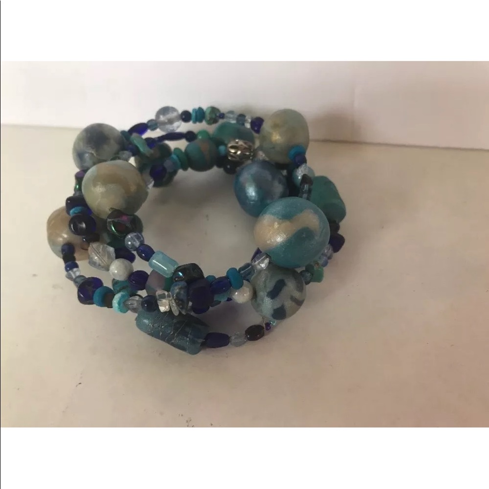 Wrap Around Bracelet blue turquoise Boho expands - Picture 3 of 6